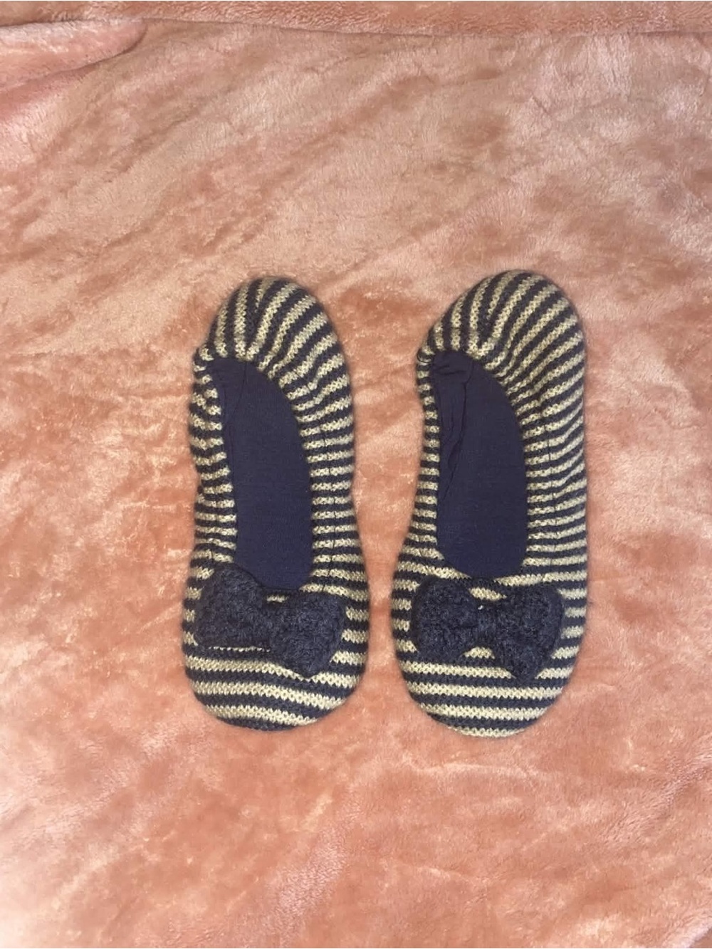 Blue And White Striped Ballerina Style Slippers Size Kids Size 13